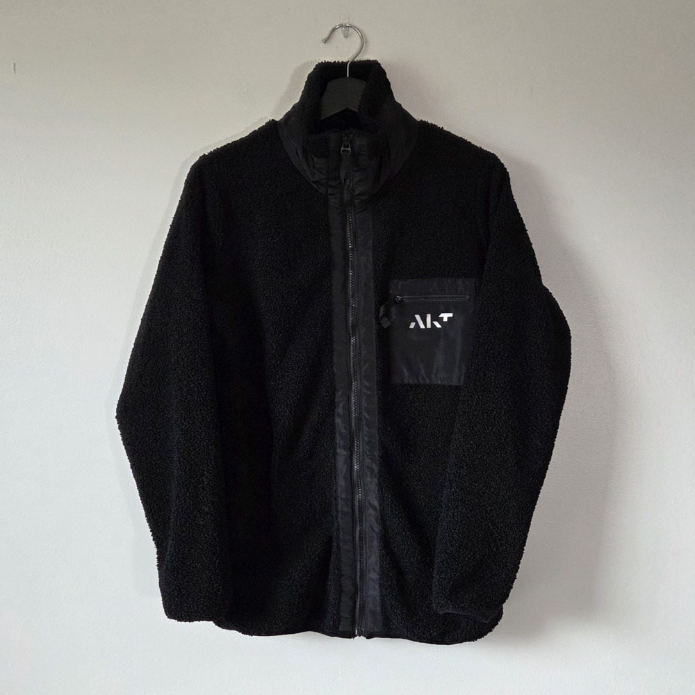 Kinsman Sherpa Fleece Jacket Mens S Black Full Zip Mock Neck Athleisure